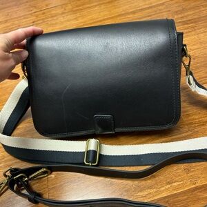 Madewell Black Crossbody Bag with Striped Strap